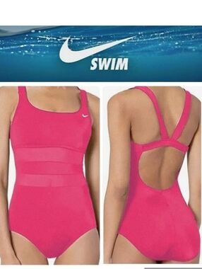 Nike Hot Pink Mesh-Panel One-Piece Swimsuit, Size XL